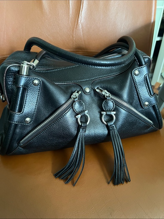 Salvatore Ferragamo Handbags - Salvatore Ferragamo Black Leather with Silver tone hardware.